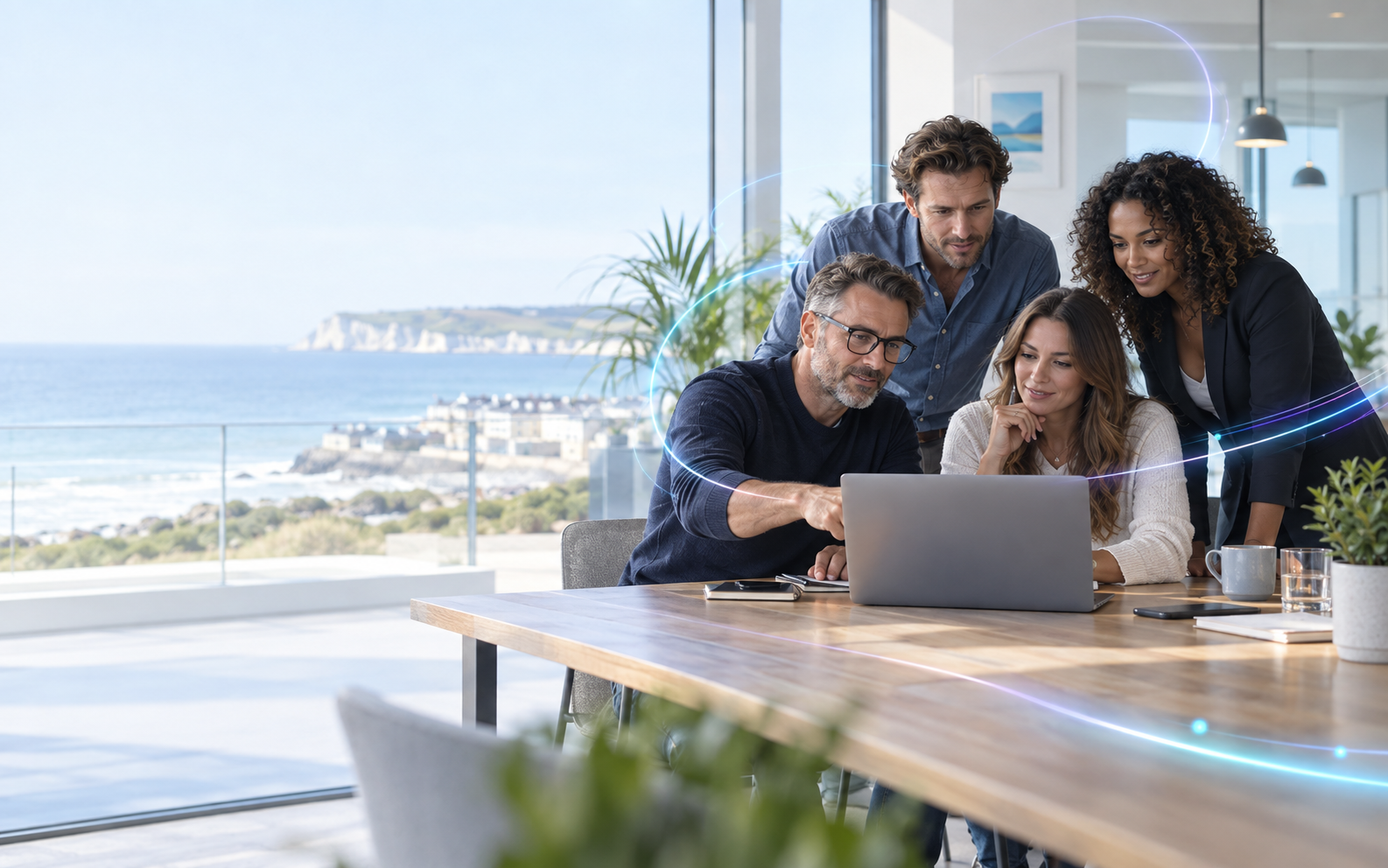 A business professional using connected automation tools