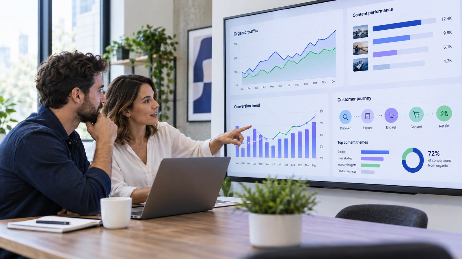 Consultants reviewing search visibility and website performance
