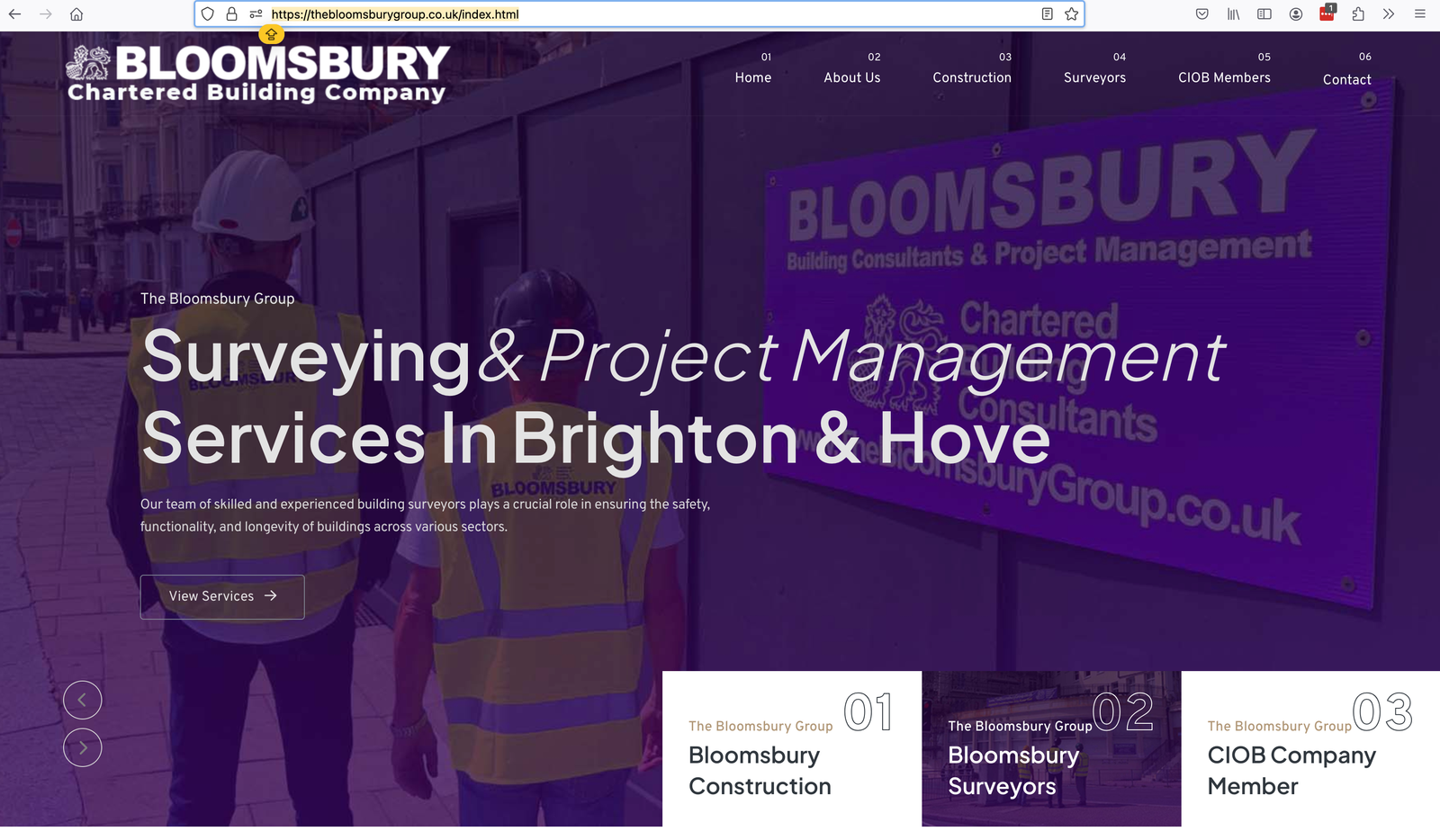 Bloomsbury Group website and construction project branding