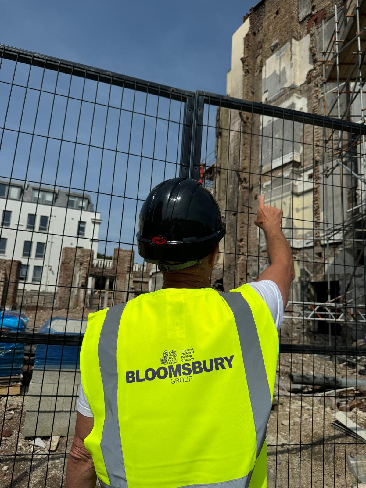 Bloomsbury Group representative at the Royal Albion Hotel construction site
